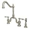 Kingston Brass KS7758ALBS English Country Kitchen Bridge Faucet W/Brass Sprayer, Nickl KS7758ALBS - alternate 1
